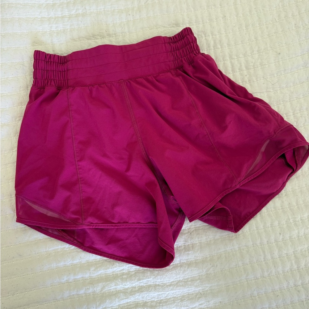 Lululemon Athletica Magenta Athletic Shorts size 2, 4 inch length high rise!